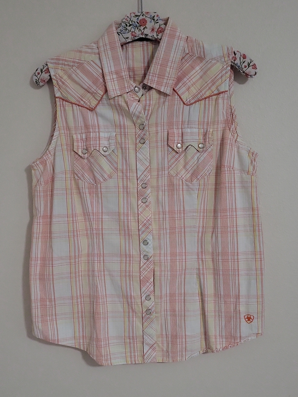 Ariat Cotton Sleeveless Front Pearl Snap Top